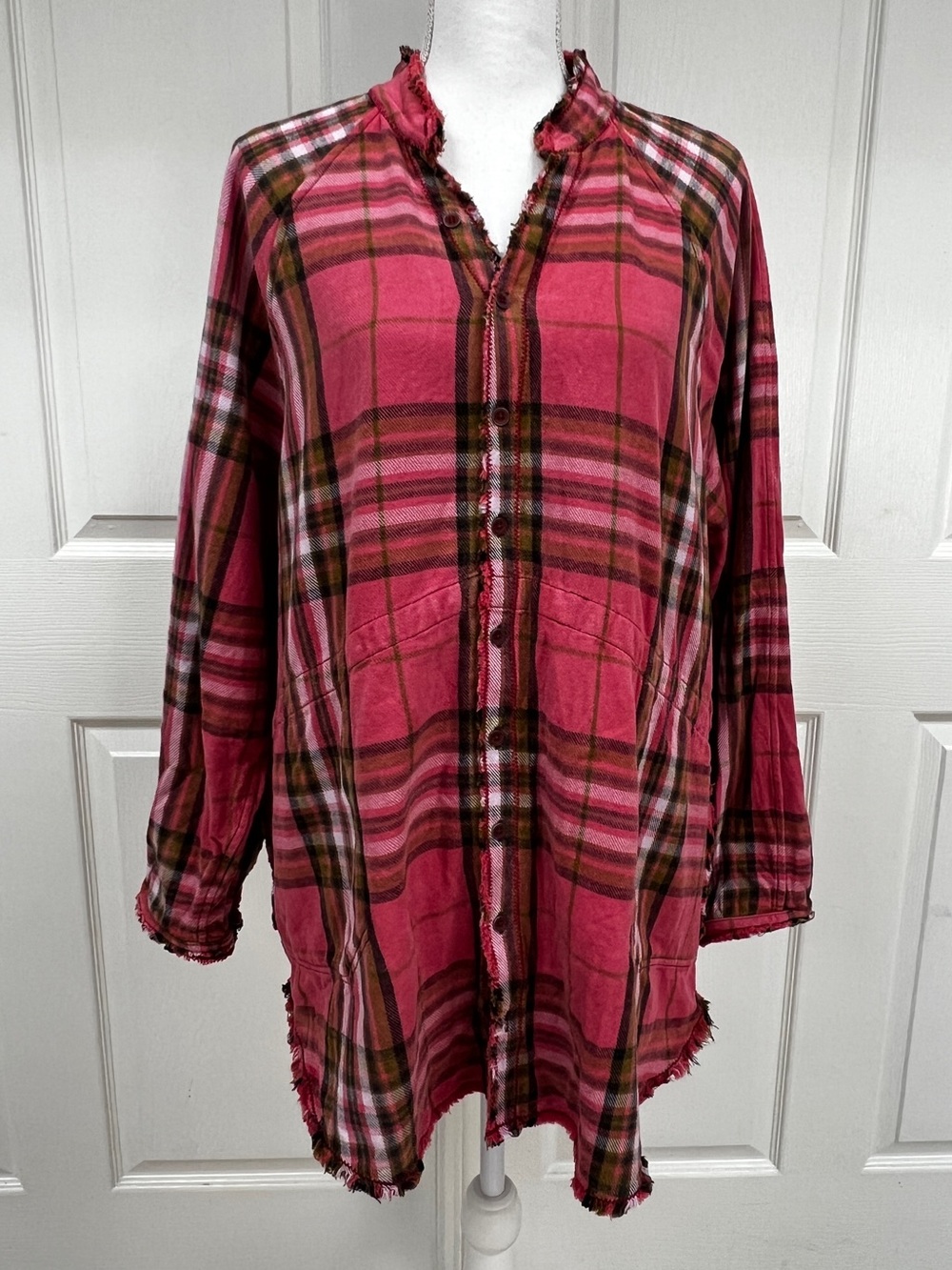 Free People We The Free Summer Daydream Plaid Button Down Shirt Size M